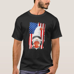 T-shirt Drôle Gnome Patriotique Américain Drapeau Pour Fie