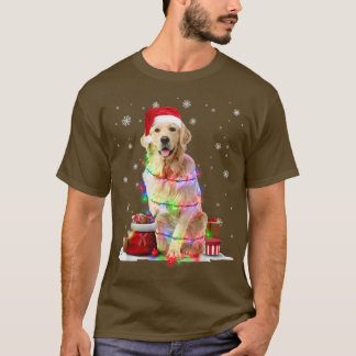 T-shirt Drôle Golden Retriever Chien arbre lumières de Noë