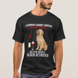 T-shirt Drôle Golden Retriever Une Femme Ne Peut Pas Survi