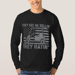 T-shirt Drôle Golfer Papa Mari US Drapeau Ils Me Voient Ro
