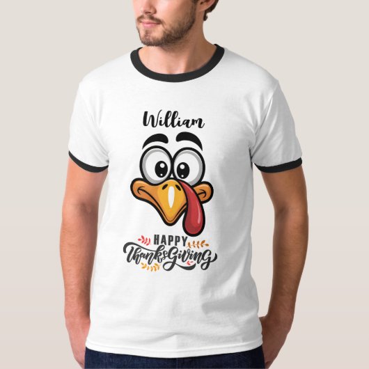 T-shirt Drôle Goofy Turkey Face Dessin Personnalisé (Devant)