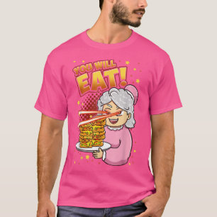 T-shirt Drôle Grand-mère dit : Grand-mère mange de la nour
