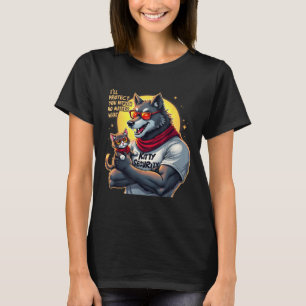 T-shirt Drôle Graphic Tee Ill Vous Protéger Kitten Alpha W