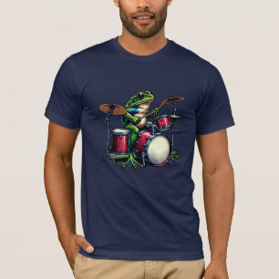 T-shirt Drôle grenouille caricaturale jouer aux tambours