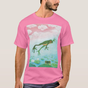 T-shirt Drôle Grenouille Verte Saute Dans L'Étang Illustra