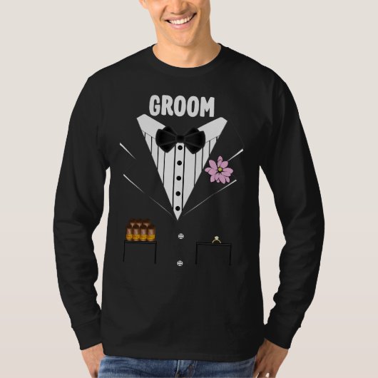 T-shirt Drôle Groom Tuxedo Avec Cigars et Anneau Pour Mari (Devant)