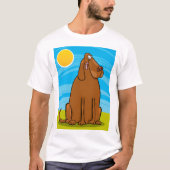 T-shirt Drôle gros chien Brown assis au soleil (Devant)
