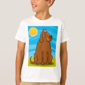 T-shirt Drôle gros chien Brown assis au soleil (Devant)