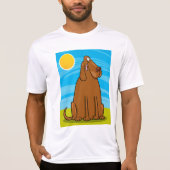 T-shirt Drôle gros chien Brown assis au soleil (Devant)