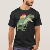 T-shirt Drôle Guinéen équitation Noël Lumière T Rex Dino (Devant)