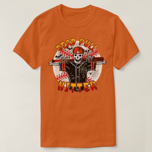 T-shirt Drôle Halloween Baseball Dead Pull Hitter Baseball (Design devant)