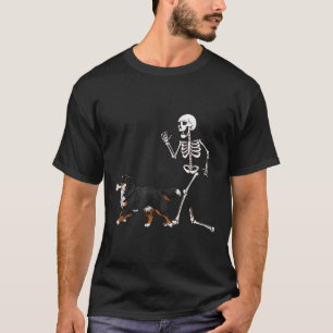 T-shirt Drôle Halloween Bernese Mountain Dog Et Skeleton