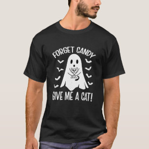 T-shirt Drôle Halloween Boo Ghost Chat noir Oublier Candy