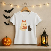 T-shirt Drôle Halloween Ghost Cat Lecture