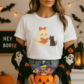 T-shirt Drôle Halloween Ghost Cat Lecture