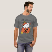 T-shirt Drôle Halloween Jack-O-Lantern Citrouille Chat Ful (Devant entier)