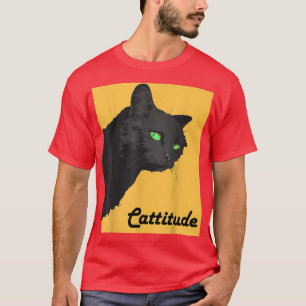 T-shirt Drôle Halloween noir chat Cattitude Scare noir C