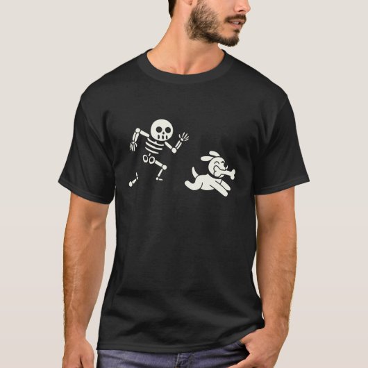 T-shirt Drôle Halloween Skeleton Dog (Devant)