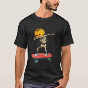 T-shirt Drôle Halloween Skeleton Skateboard Dabbing Skate