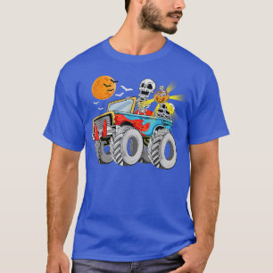 T-shirt Drôle Halloween Squelette Monster Camion Garçons T