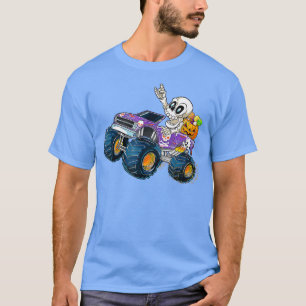 T-shirt Drôle Halloween Squelette Monstre camion Enfants T
