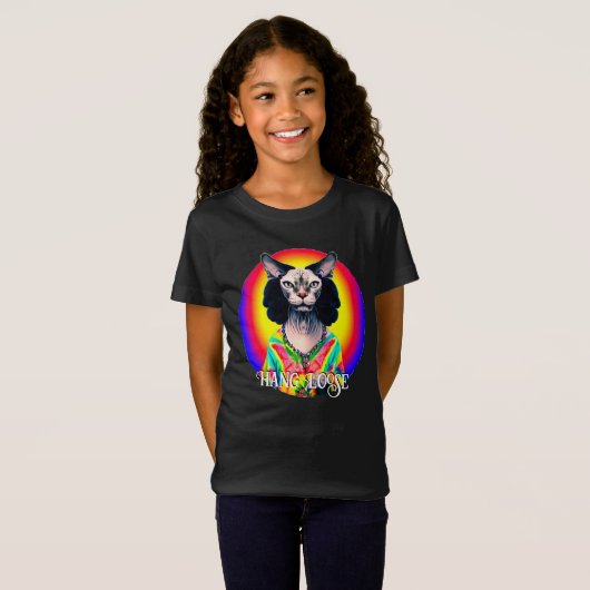 T-Shirt Drôle Hippie Sphynx Chat (Devant entier)