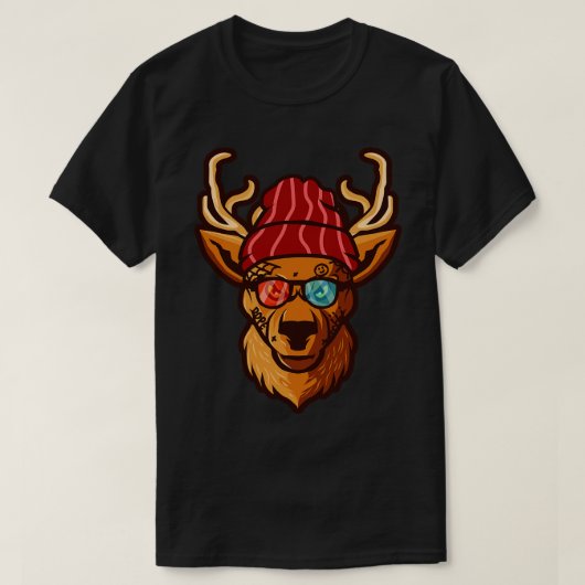 T-shirt Drôle Hipster Deer Head (Design devant)