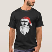 T-shirt Drôle Hipster Père Noël Avec Barbe Casquette Et Lu (Devant)