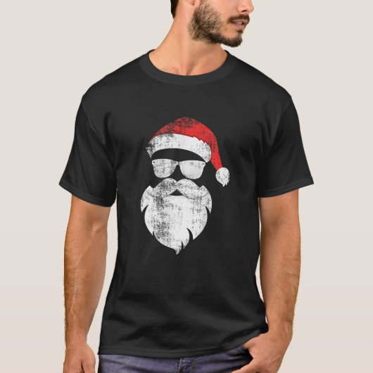 T-shirt Drôle Hipster Père Noël Avec Barbe Casquette Et Lu (Devant)