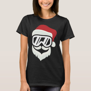 T-shirt Drôle Hipster Père Noël avec Ski Goggings Snowboar