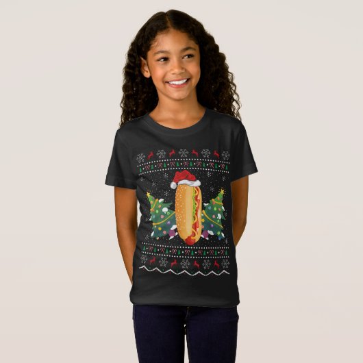 T-Shirt Drôle Hot Dog Dish Lover Noël Vilain Chien Chaud N (Devant entier)