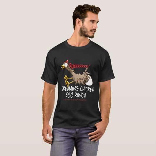 T-shirt Drôle hurlant à la ferme Ranch oeufs de poulet (Devant entier)