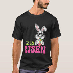 T-shirt Drôle Il Est Ressuscité Lapin De Pâques Tenant Un