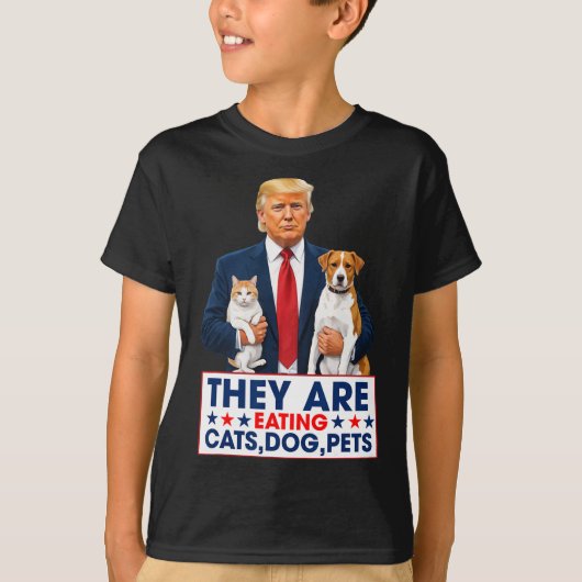 T-shirt Drôle Ils Mangent Les Chiens Les Chats Les Animaux (Devant)