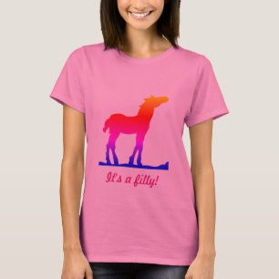 T-shirt Drôle "It's a Filly!" avec Silhouette Foal