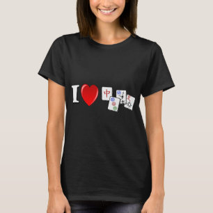 T-shirt Drôle J'Aime Coeur Mahjong Cute Mahjong Chinese Je
