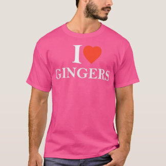T-shirt Drôle J'Aime Gingers Coeur Redhead Lover Frec