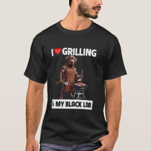 T-shirt Drôle, j'aime griller & mon retriever labrador cho