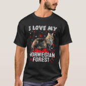 T-shirt Drôle J'Aime Ma Forêt Norvégienne Valentine Chat L (Devant)