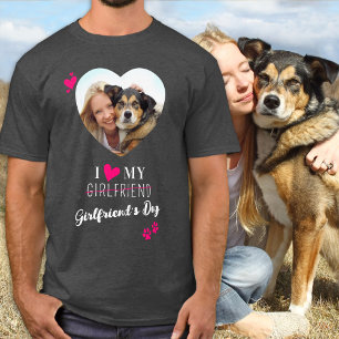 T-shirt Drôle J'Aime Ma Petite Amie Amoureux des chiens Co