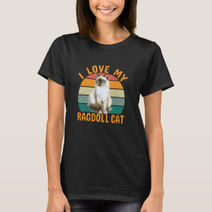 T-shirt Drôle j'aime mon chat Ragdoll Rétro Vintage Chats