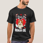T-shirt Drôle J'Aime Mon Curl Américain Valentine Cat (Devant)