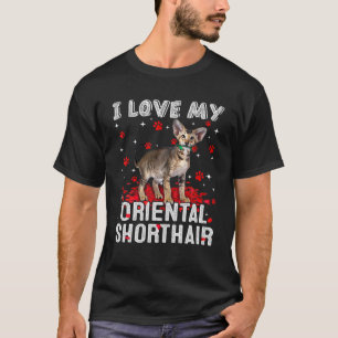 T-shirt Drôle J'Aime Mon Oriental Shorthair Valentine Cat