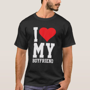 T-shirt Drôle J'Aime Mon Petit Ami Coeur Valentine Corres