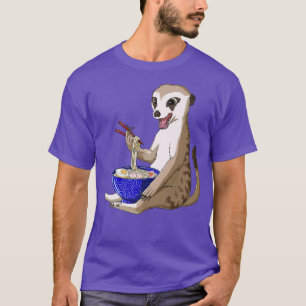 T-shirt Drôle japonais Kawaii Ramen nouilles Meerkat
