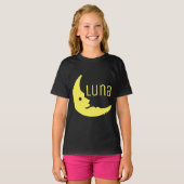 T-shirt Drôle Jaune Noir Moon Luna Typographie (Devant entier)