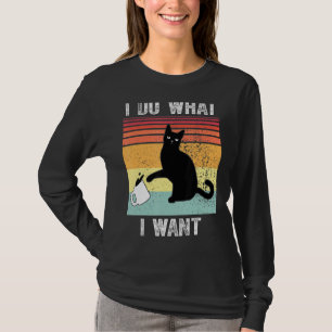 T-shirt Drôle Je Fais Ce Que Je Veux Vintage Black Cat Red