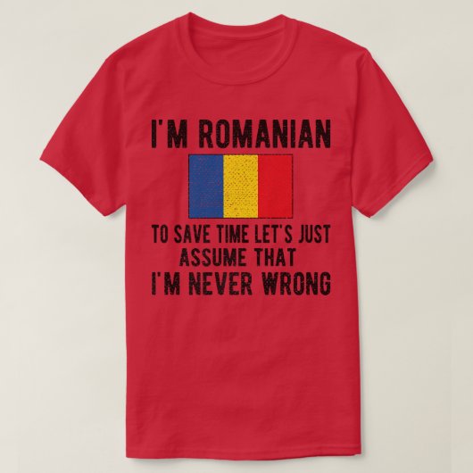 T-shirt Drôle Je suis drapeau roumain Roumanie Racines rou (Design devant)