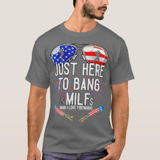 T-shirt Drôle je suis juste ici pour Bang American Flag Mi