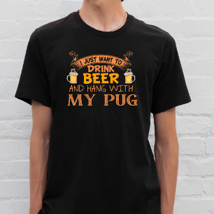 T-shirt Drôle je veux boire de la bière et pendre avec mon